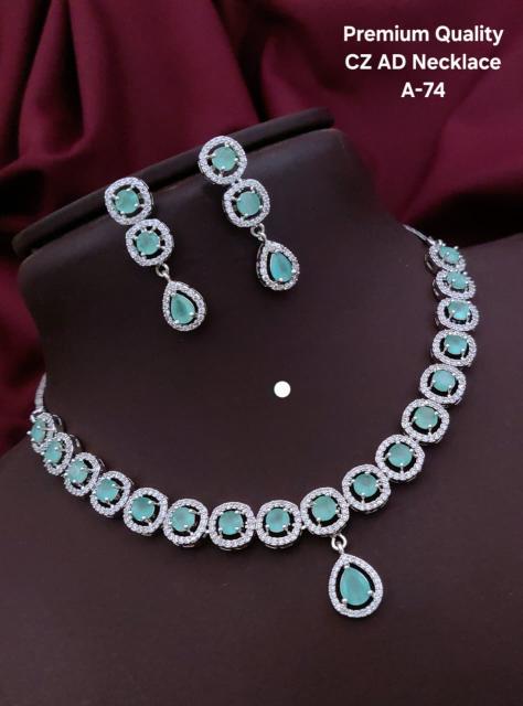 Premium quality cz ad necklace a 74 Wholesale fashion jewellery market in Kolkata